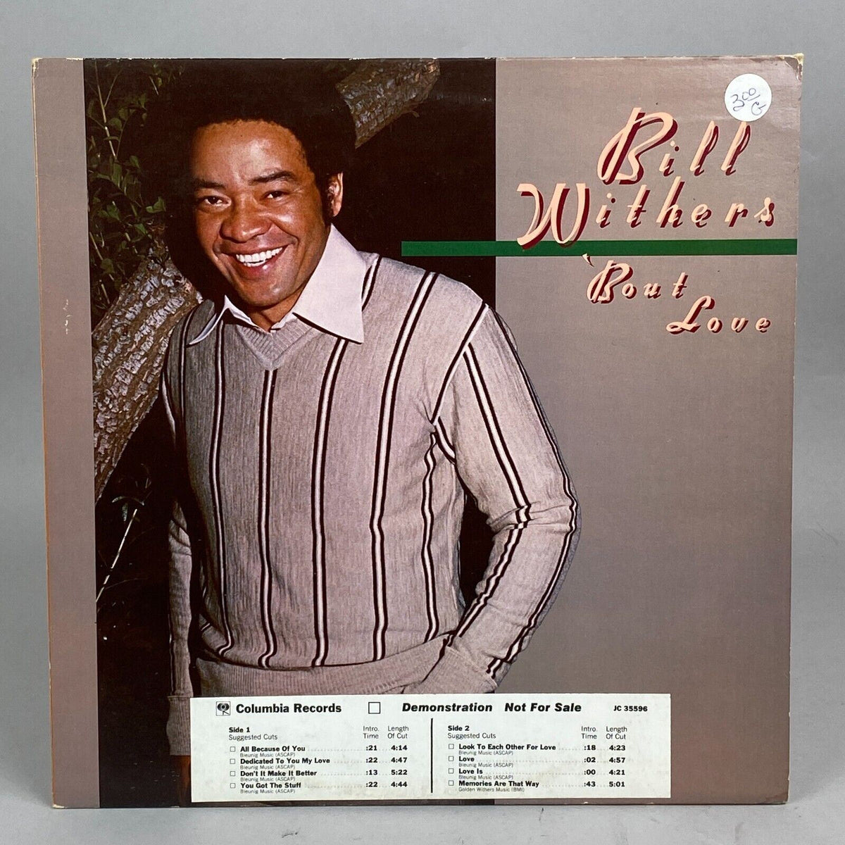 Bill Withers - Bout Love, Near Mint Vinyl Record