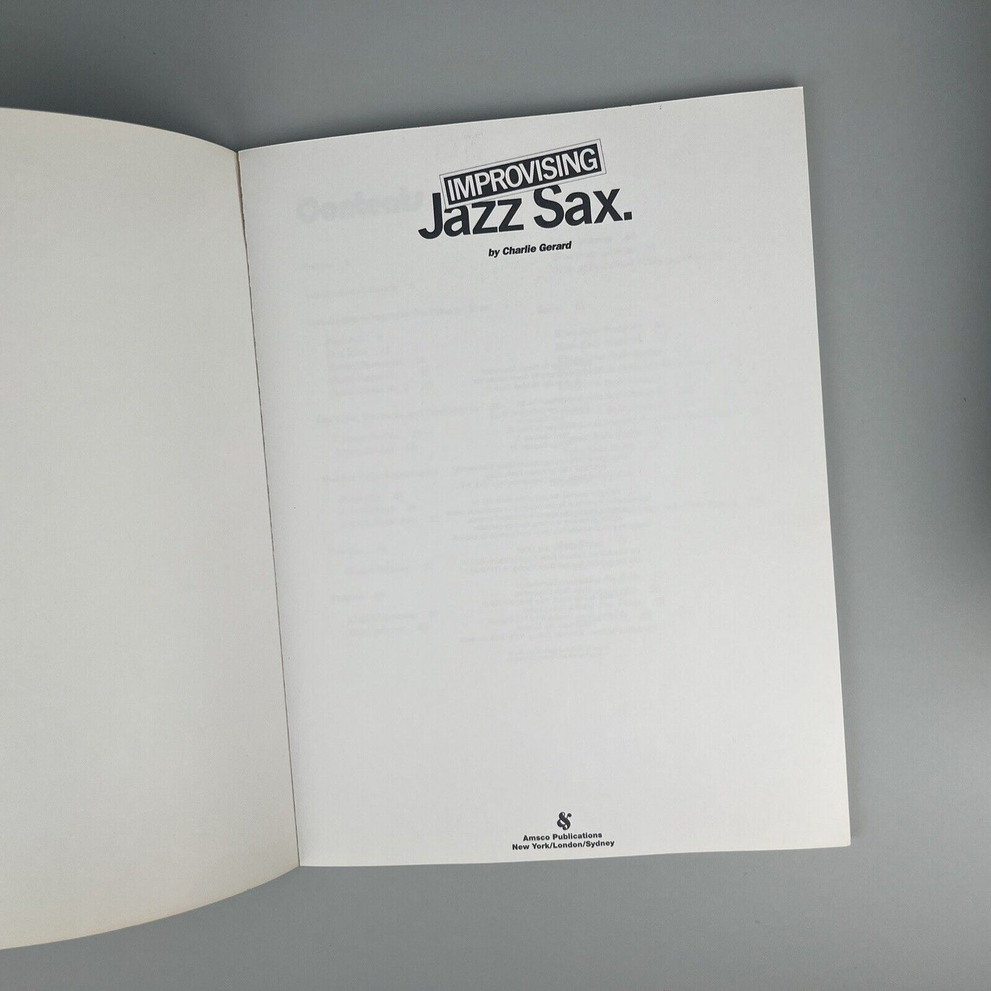 Improving Jazz Sax. by Charley Gerard 80 Pages