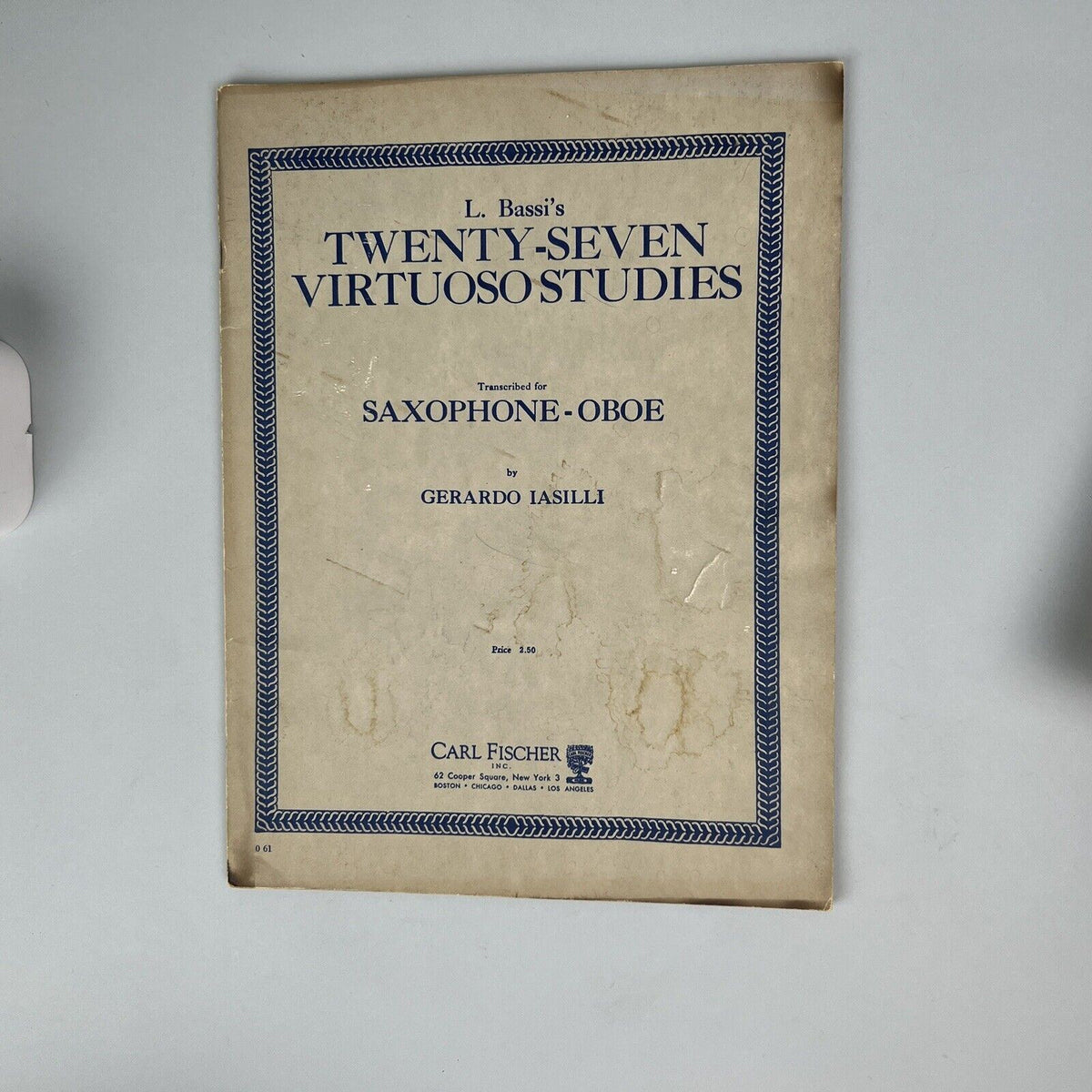 L. Bassi's Twenty-Seven Virtuoso Studies transcribed for Saxophone-Oboe 1922