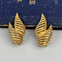 Vintage Hattie Carnegie Art Shape Gold Tone Clip Earrings 1.25"