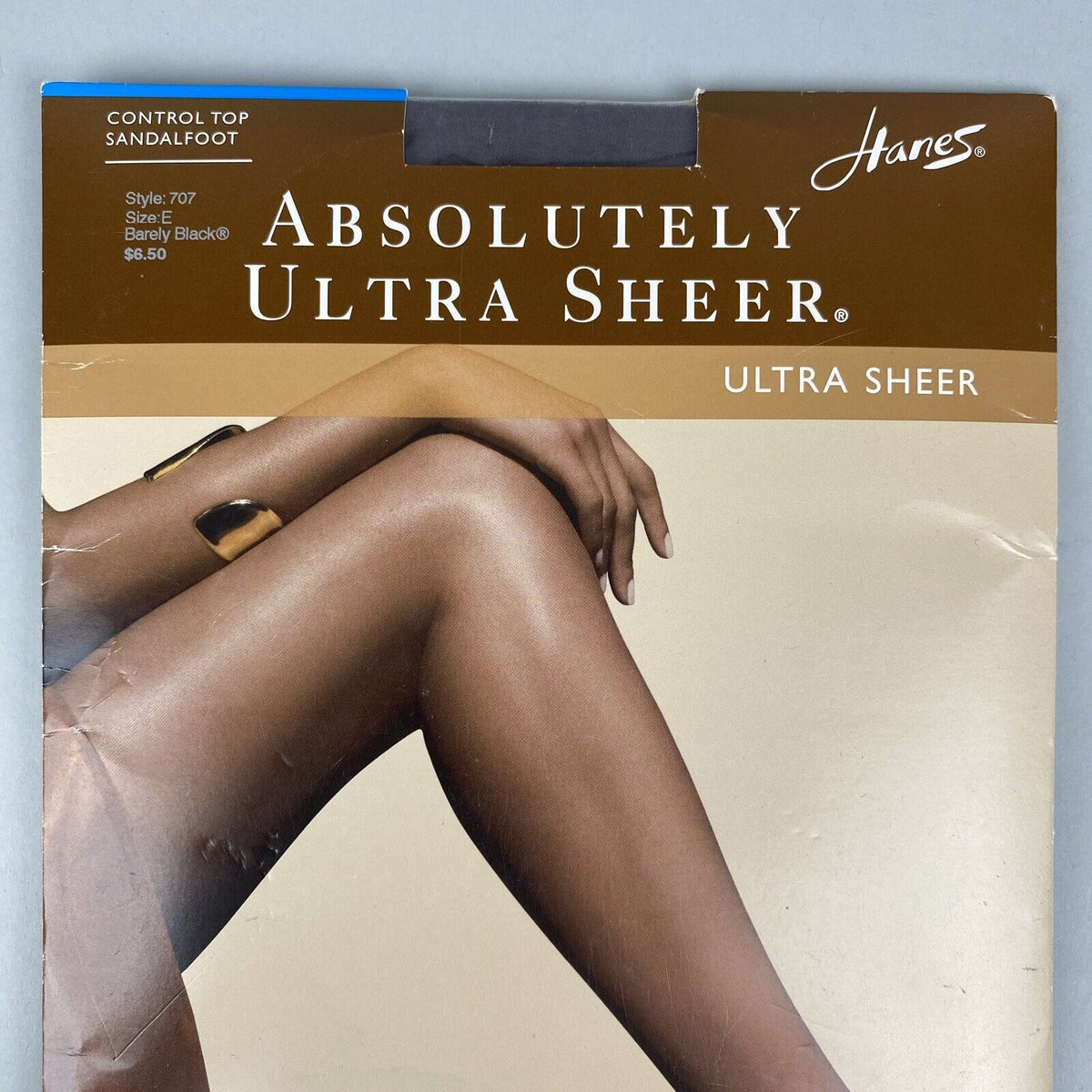 VTG Hanes Absolutely Ultra Sheer Control Top Panty Hose 707 Size E Barely Black