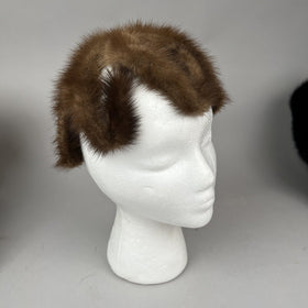 1950's Flapper Stretchy Women's Brown Mink Hat, Unique Odd