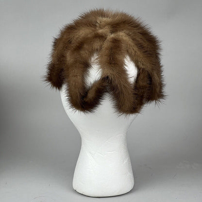 1950's Flapper Stretchy Women's Brown Mink Hat, Unique Odd