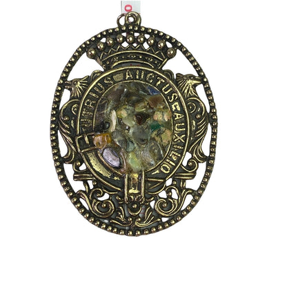 Pendant Necklace Jewelry Stones Crown Coat of Arms Latin Utrius Auctus Auxilio