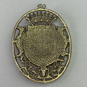 Pendant Necklace Jewelry Stones Crown Coat of Arms Latin Utrius Auctus Auxilio