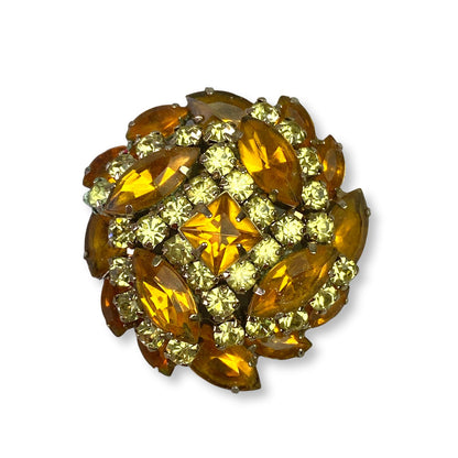 Vintage Costume Jewelry Brooch Amber (1.75")