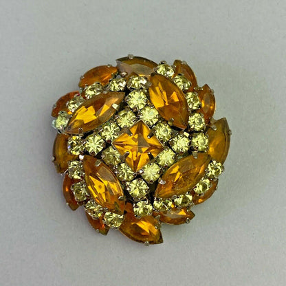 Vintage Costume Jewelry Brooch Amber (1.75")