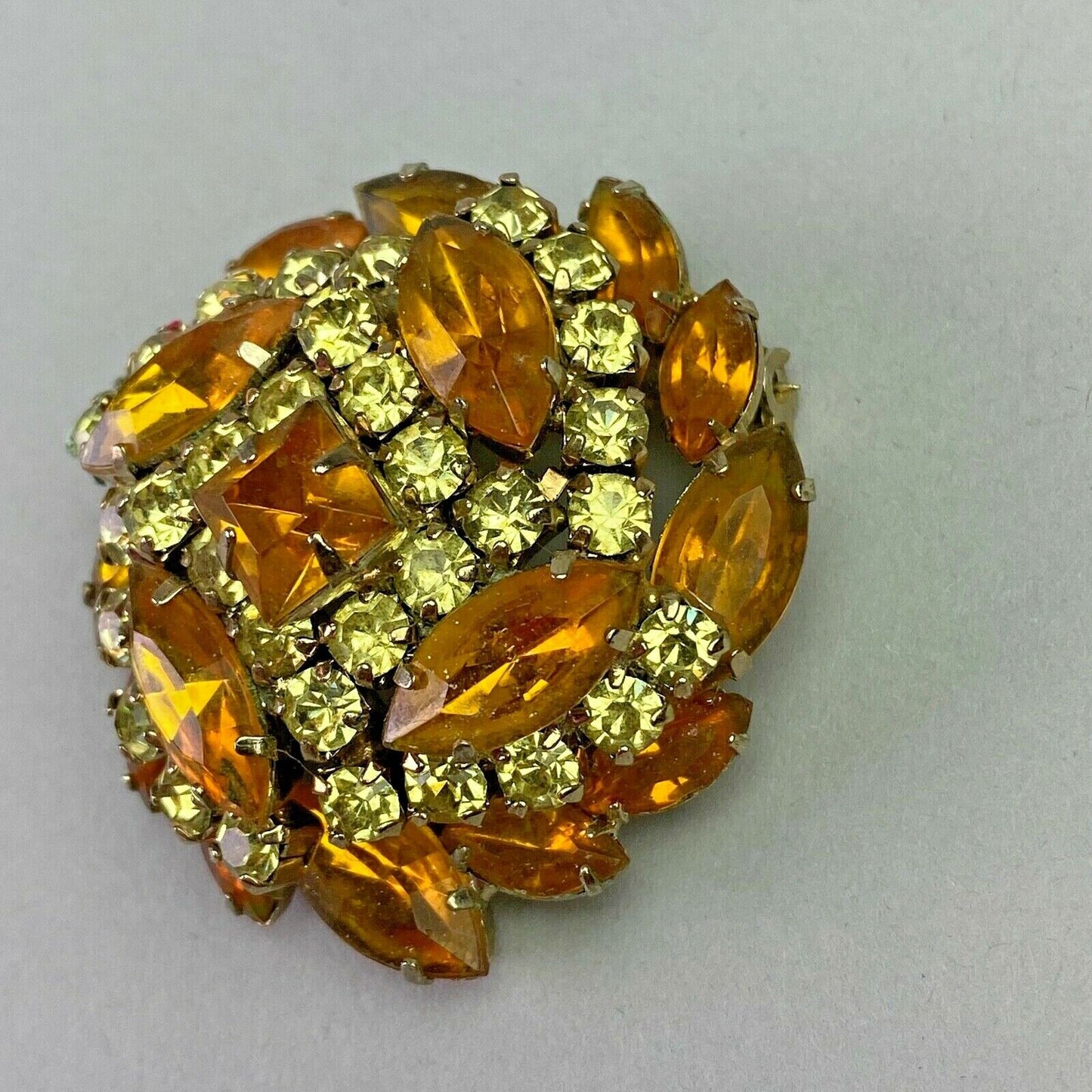 Vintage Costume Jewelry Brooch Amber (1.75")