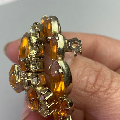 Vintage Costume Jewelry Brooch Amber (1.75")