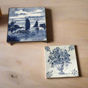 SET OF 2 - Hand Painted Delft Blue Holland Tiles (Trivet)