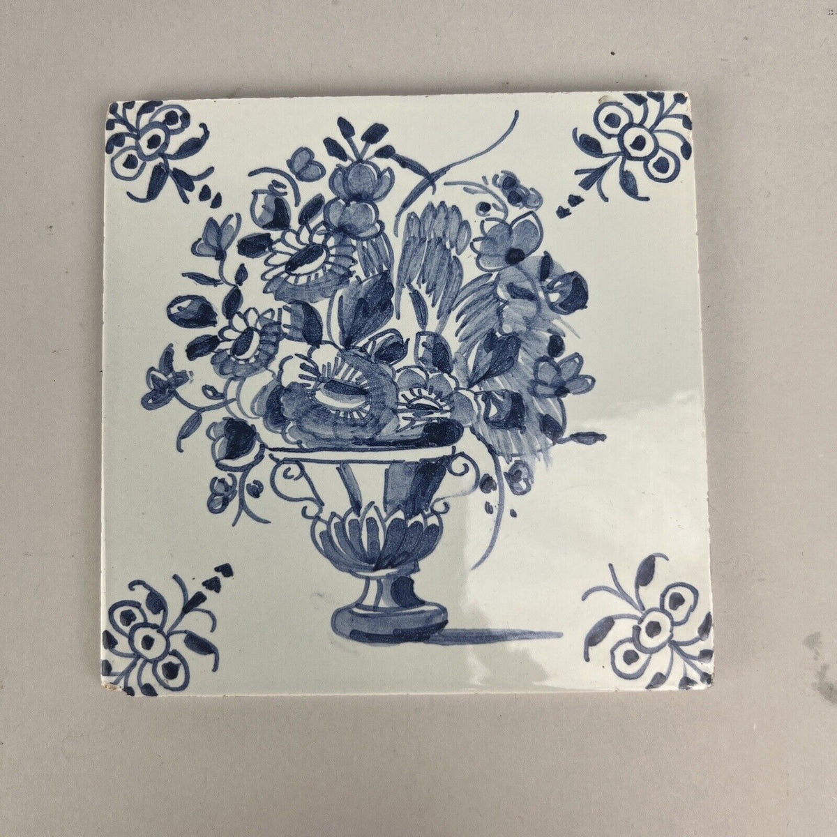 SET OF 2 - Hand Painted Delft Blue Holland Tiles (Trivet)