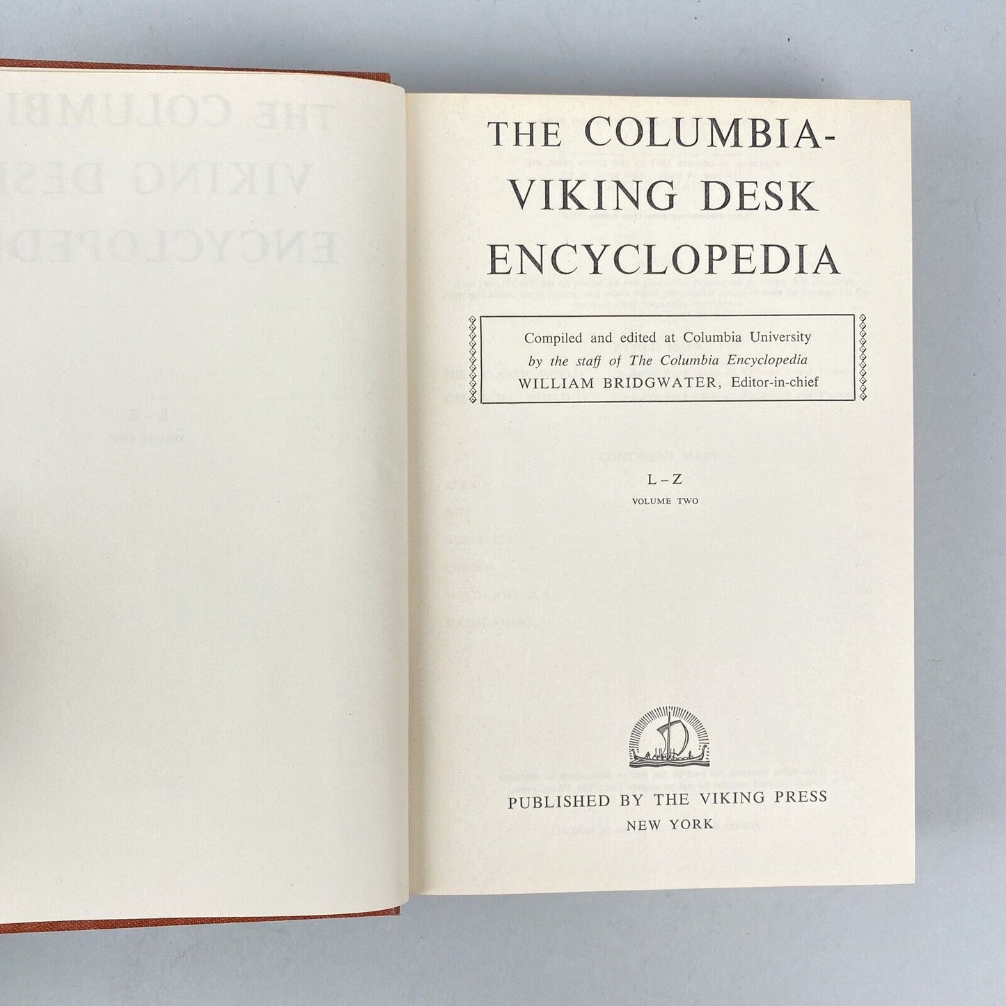 The Columbia Viking Desk Encyclopedia 2 Volume Set , Book Club Edition, 1956