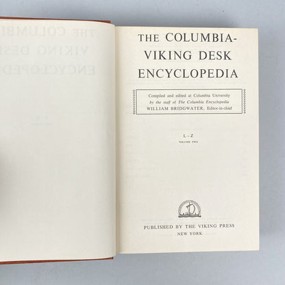 The Columbia Viking Desk Encyclopedia 2 Volume Set , Book Club Edition, 1956