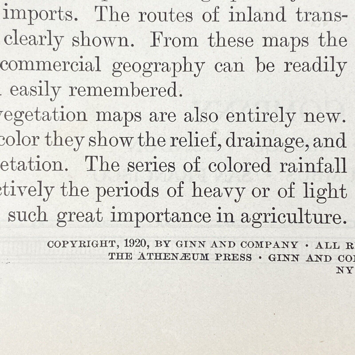 2 - 1920 ATWOOD NEW GEOGRAPHY Hardcover BOOK w/Color Maps,New York& Penn Edition