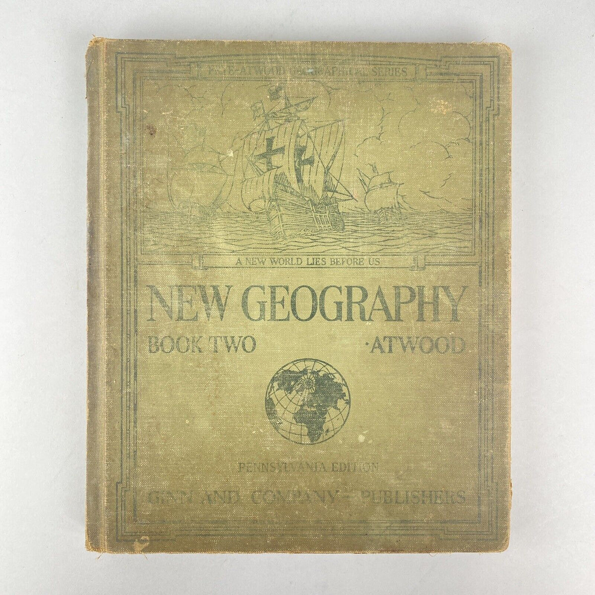 2 - 1920 ATWOOD NEW GEOGRAPHY Hardcover BOOK w/Color Maps,New York& Penn Edition