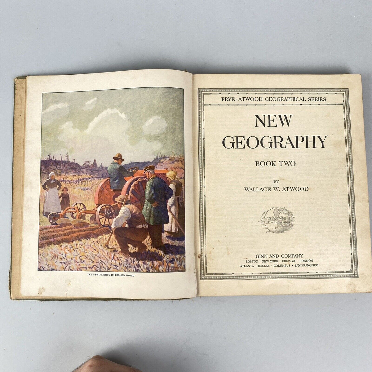 2 - 1920 ATWOOD NEW GEOGRAPHY Hardcover BOOK w/Color Maps,New York& Penn Edition