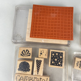 Lot of Craft Wood Block Rubber Stamps - Stampin Up, mostly unused