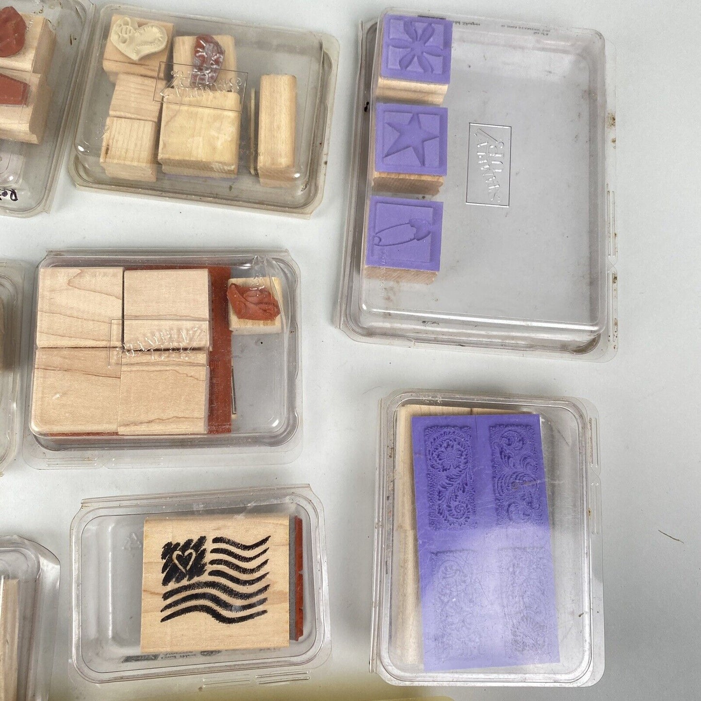 Lot of Craft Wood Block Rubber Stamps - Stampin Up, mostly unused