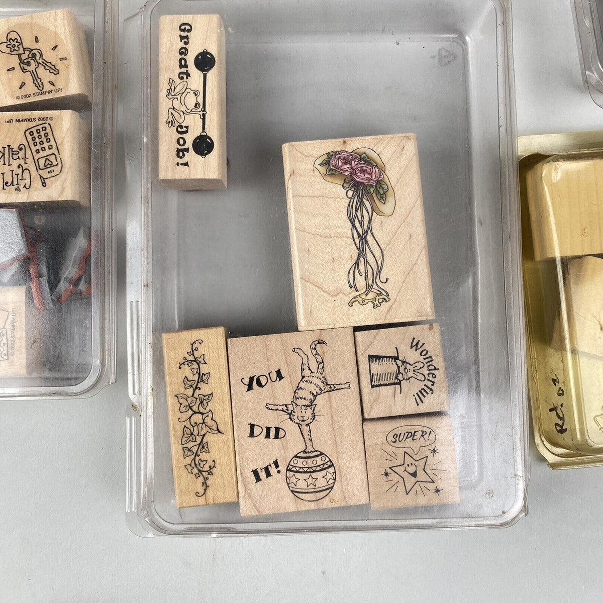 Lot of Craft Wood Block Rubber Stamps - Stampin Up, mostly unused