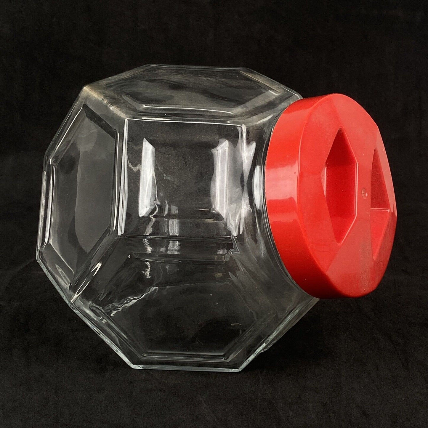 Hexagonal Glass Candy Jar with Lid 7"x 7"