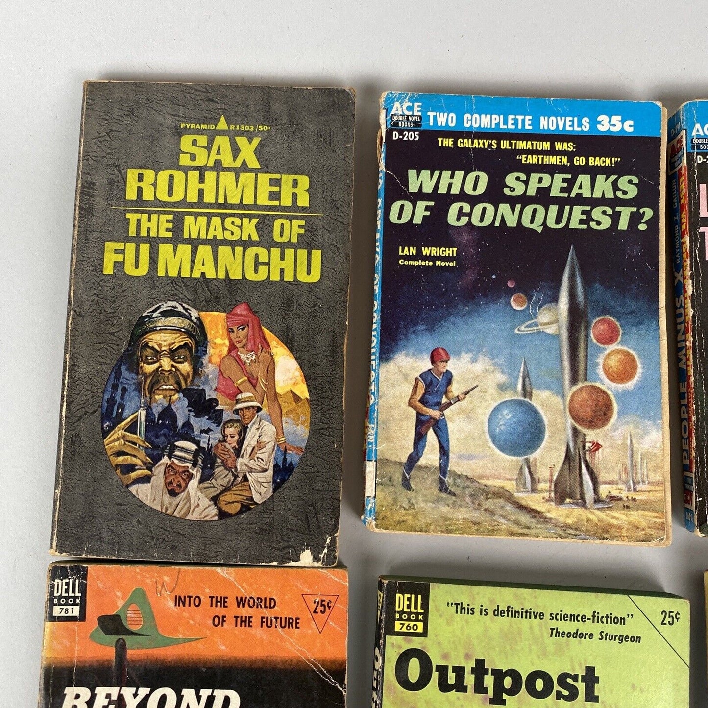 Sci-Fi PAPERBACK Book Lot (60's-70's) Sax Rohmer, Ellery Queen, Wilson Tucker...