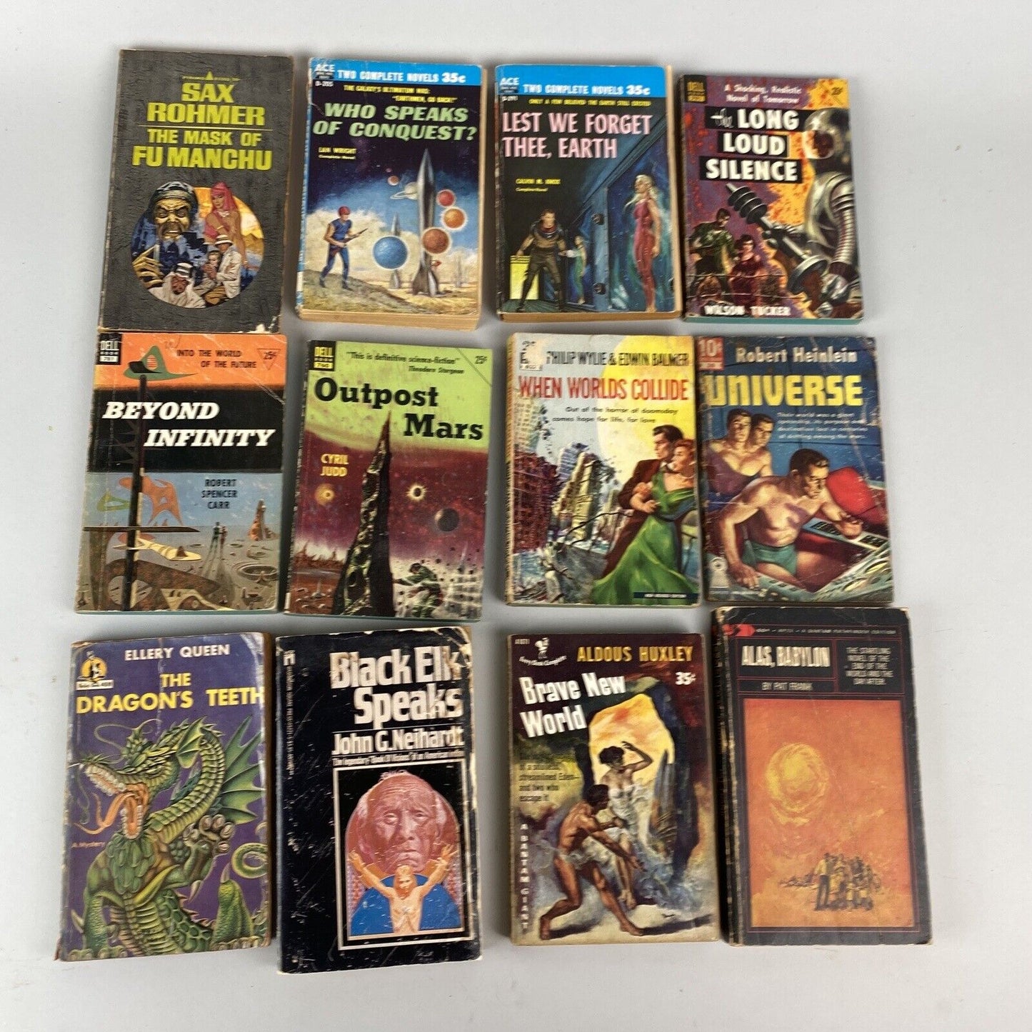 Sci-Fi PAPERBACK Book Lot (60's-70's) Sax Rohmer, Ellery Queen, Wilson Tucker...