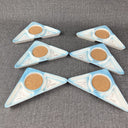 Lot of 6 - Snack Smoke Ceramic Party Trays Blue Vintage