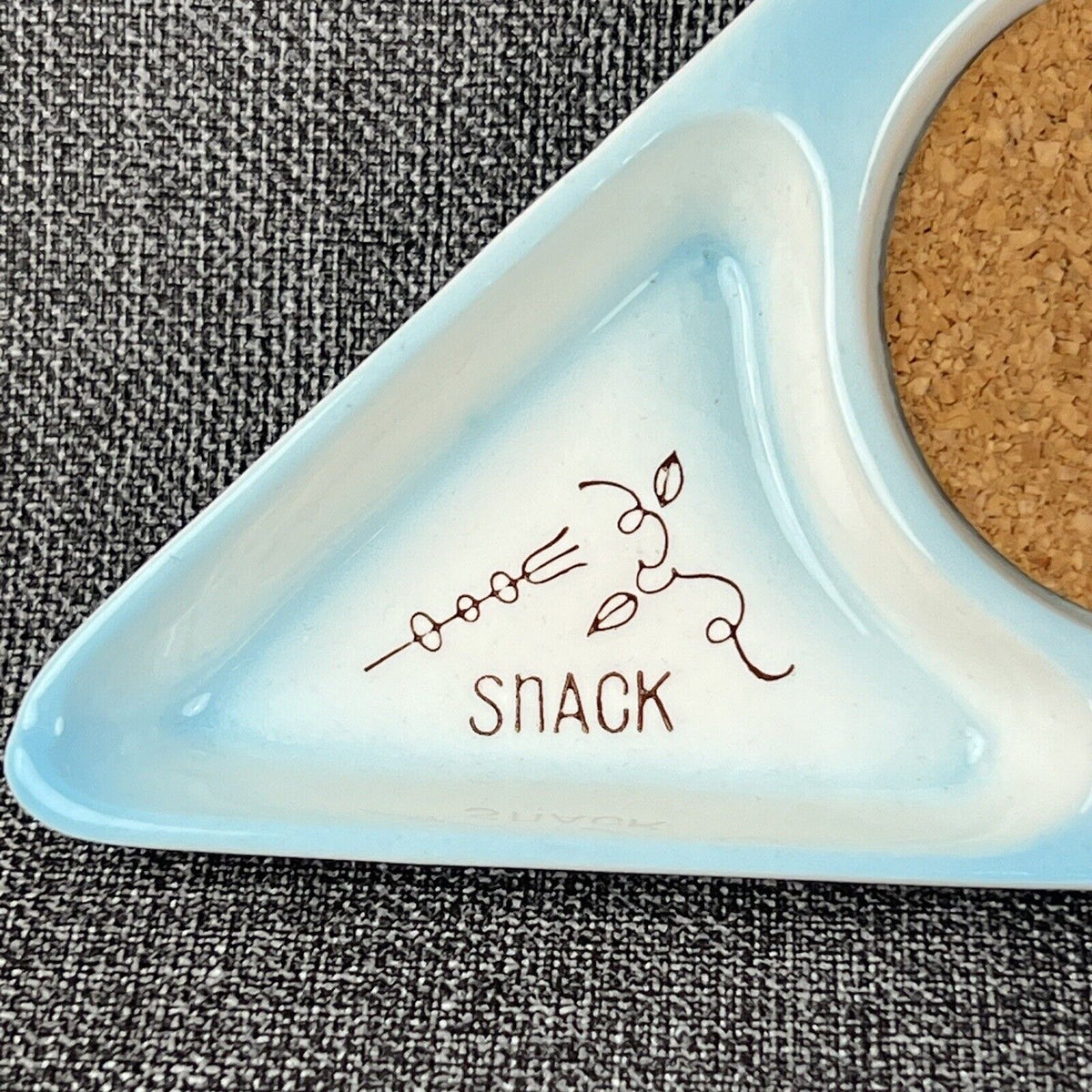 Lot of 6 - Snack Smoke Ceramic Party Trays Blue Vintage