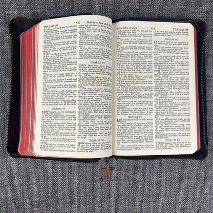 Holy Bible Red Letter KJV Color Pictures Self Pronouncing KJV VTG Zipper