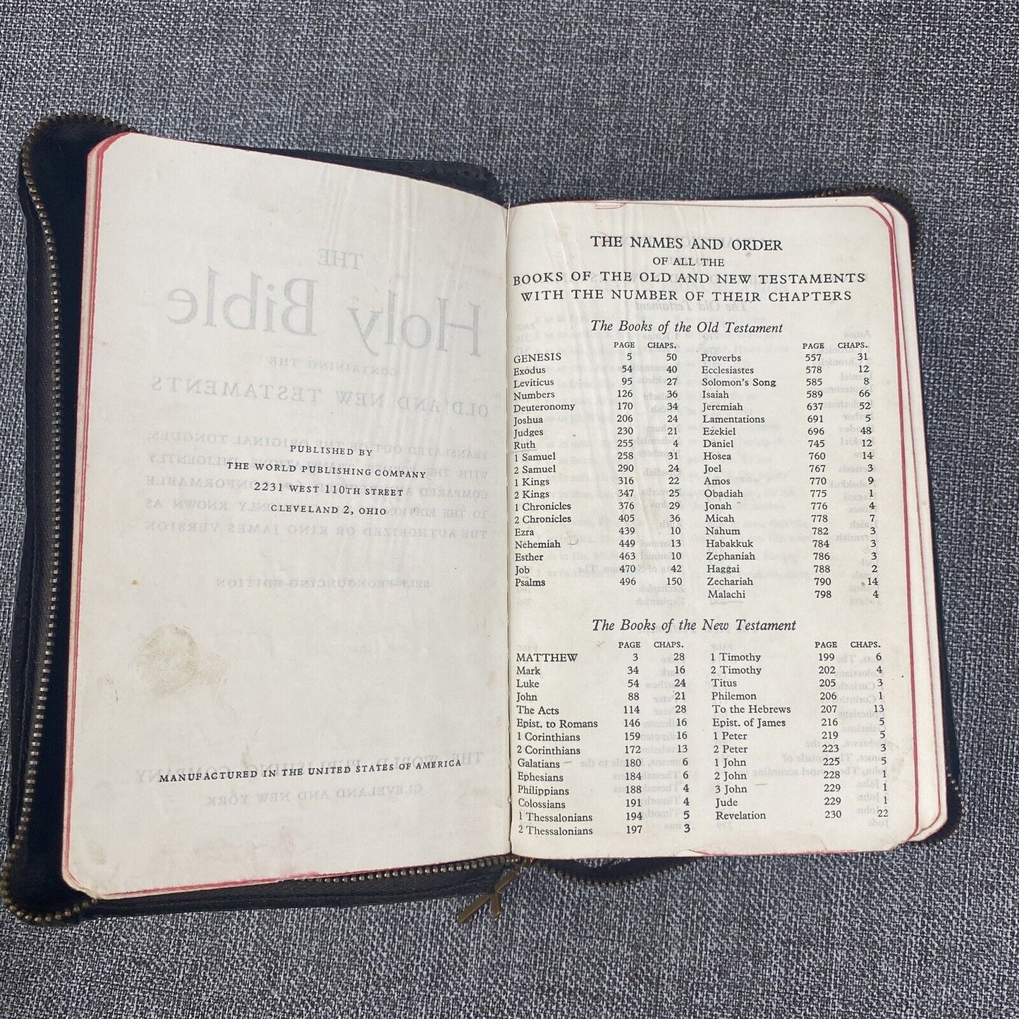 Holy Bible Red Letter KJV Color Pictures Self Pronouncing KJV VTG Zipper