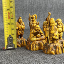 Vintage Chinese Resin Sculpture Buddha Six Gods of Good Fortune