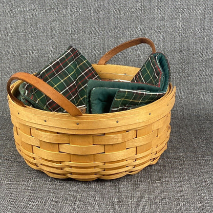 Longaberger Basket with Protector 9.5" Wide x 4.25" Tall with Two Mats