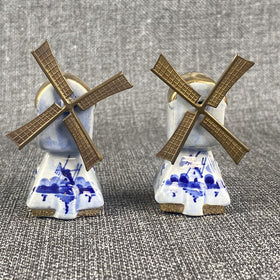 Vintage Delft Windmill Salt and Pepper Shakers