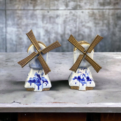 Vintage Delft Windmill Salt and Pepper Shakers