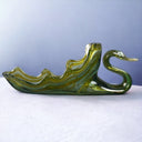 Vintage Large Cobalt Green Swan Hand Blown Centerpiece Bowl Art Glass 15.5” x 6”