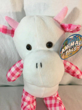 KellyToy Cow Plush Toy Animal Pals White Pink (Tags)