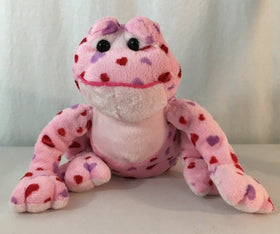 Ganz Webkinz Love Frog 8" Plush Pink w Purple & Red Hearts No Code EUC