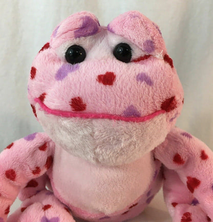 Ganz Webkinz Love Frog 8" Plush Pink w Purple & Red Hearts No Code EUC