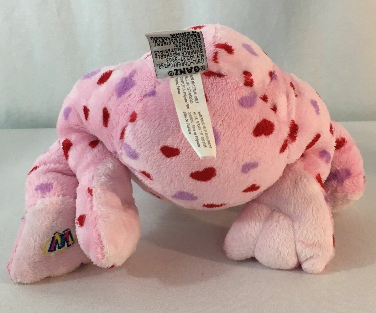 Ganz Webkinz Love Frog 8" Plush Pink w Purple & Red Hearts No Code EUC