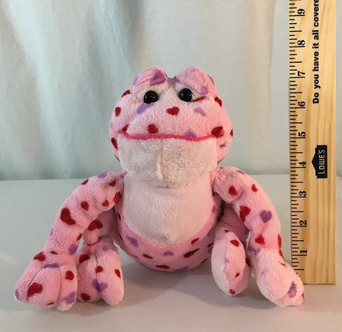 Ganz Webkinz Love Frog 8" Plush Pink w Purple & Red Hearts No Code EUC