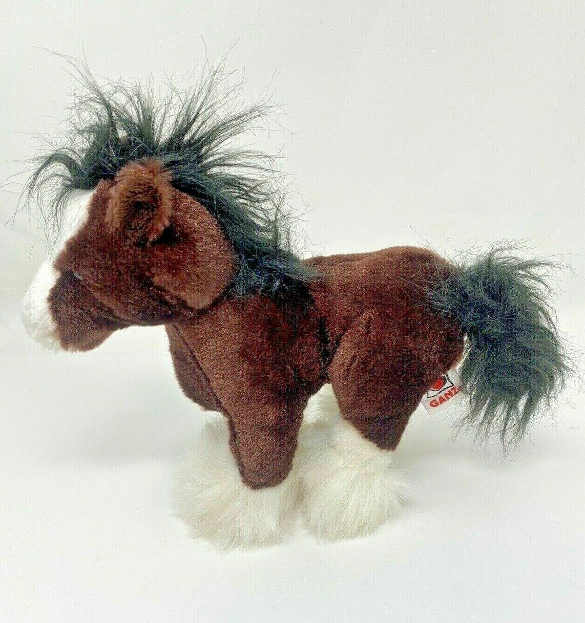 Ganz Webkinz Clydesdale Horse HM139 Plush Stuffed Animal 9" Long No Code