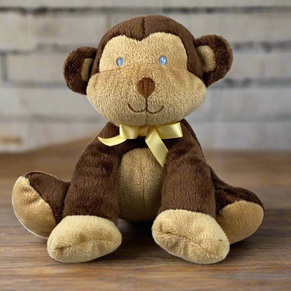 Prestige Baby Monkey Plush with Yellow Bow 6"