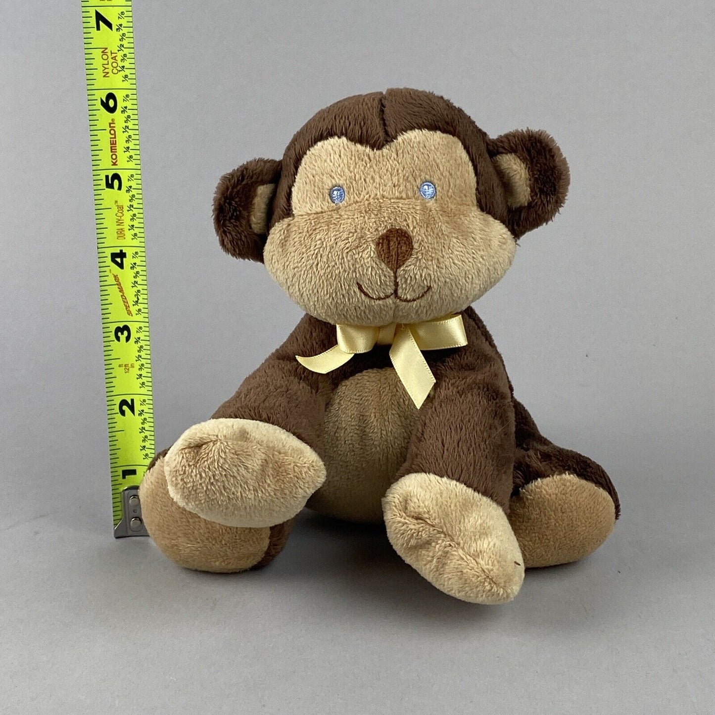 Prestige Baby Monkey Plush with Yellow Bow 6"