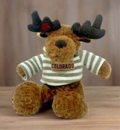 12" Colorado G54 Fifty Four Moose Plush Stuffed Animal Brown w/ Striped Shirt