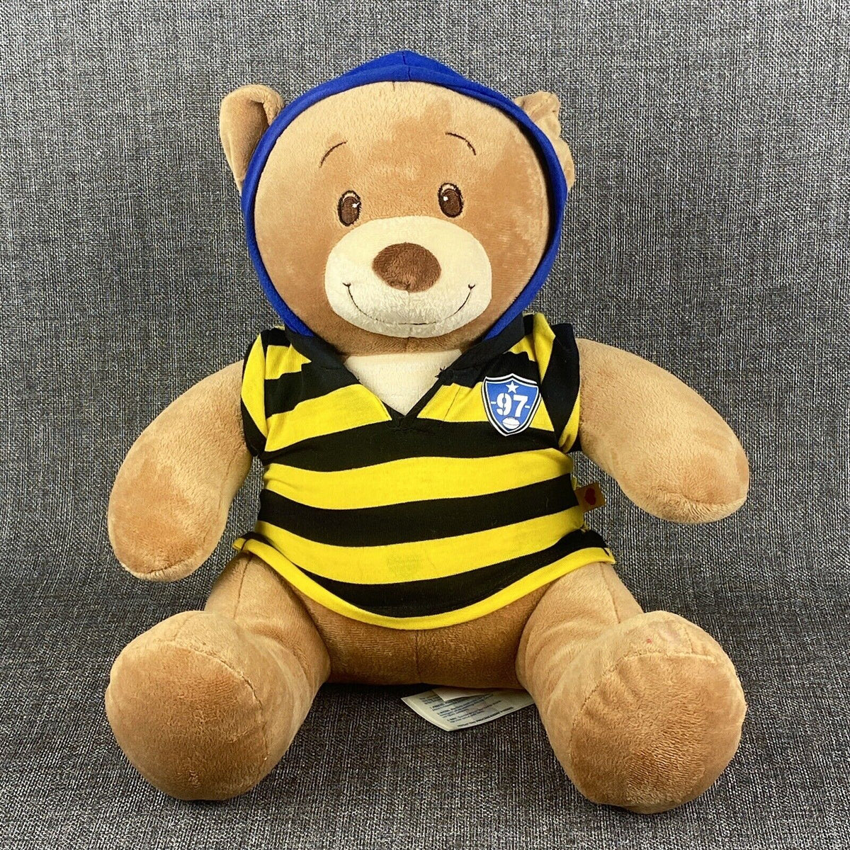 Build a Bear Plush Stuffed Bear Animal Blue, Black and Yellow Outfit 18"