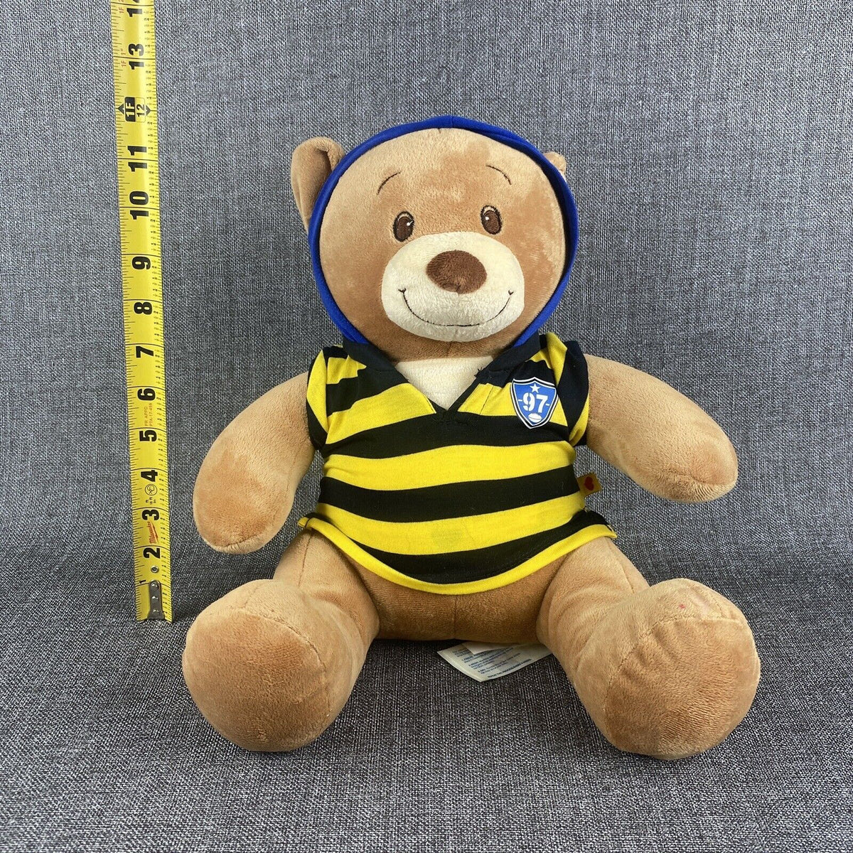 Build a Bear Plush Stuffed Bear Animal Blue, Black and Yellow Outfit 18"