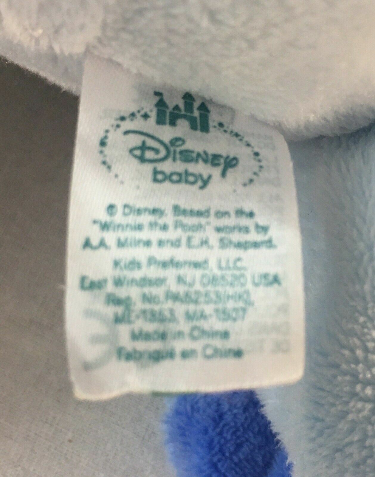 11" Disney Baby Pale Blue Lovey Eeyore Sensory Plush w/ Rattle and Crinkle Ears