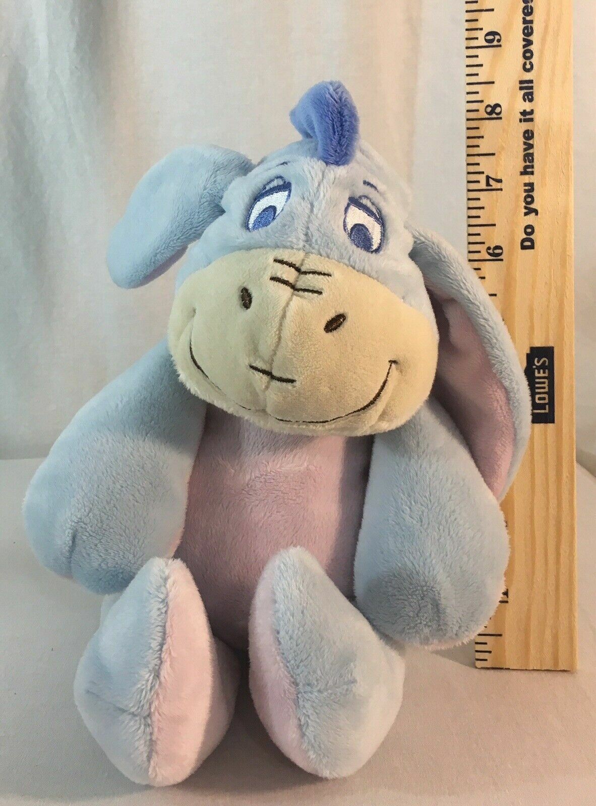 11" Disney Baby Pale Blue Lovey Eeyore Sensory Plush w/ Rattle and Crinkle Ears