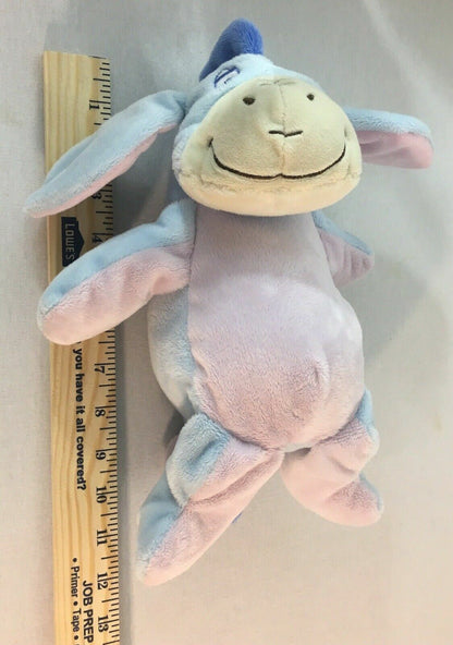 11" Disney Baby Pale Blue Lovey Eeyore Sensory Plush w/ Rattle and Crinkle Ears