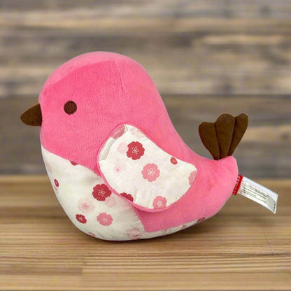 Skip & Hop Pink Flowery Bird Plush 9in